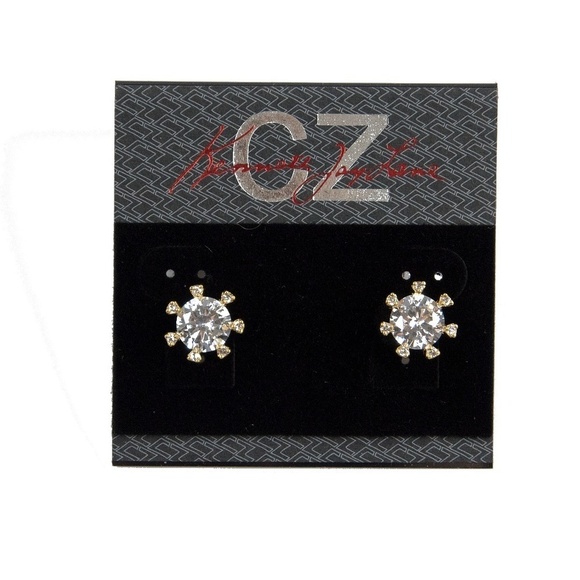 CZ by Kenneth Jay Lane Gold 4 CTTW Stud Earrings - Picture 4 of 6